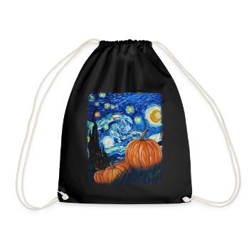 Peinture d’étoile filante de citrouille - Sac de sport léger - noir - Devant