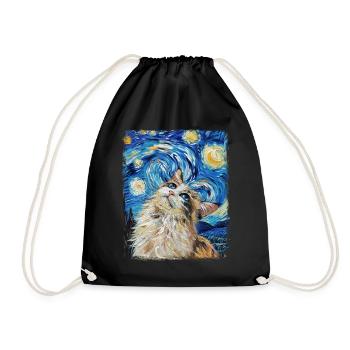 Ragdoll Cat Starry Night Painting - Drawstring Bag - black - Front