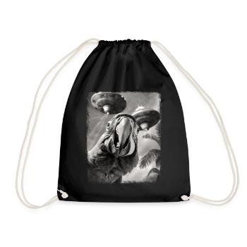 Macaw Parrot Bird UFO Alien Alien Selfie - Drawstring Bag - black - Front