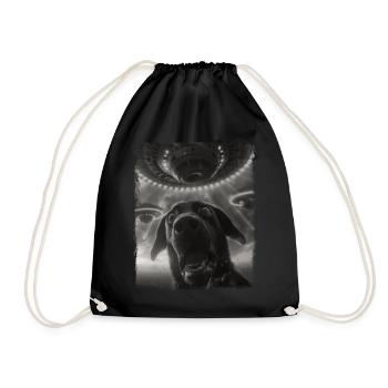 Labrador Dog UFO Alien Alien Selfie - Drawstring Bag - black - Front