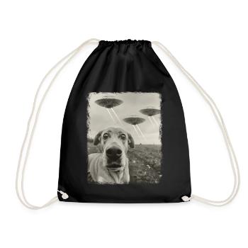 Labrador Dog UFO Alien Alien Selfie - Drawstring Bag - black - Front