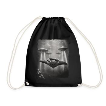 Mantarochen Stachelrochen UFO Alien Außerirdischer - Turnbeutel - Schwarz - Vorne