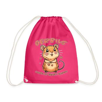 Gerbil Saying Racing Rat Funny Gerbil Gift - Drawstring Bag - fuchsia - Front