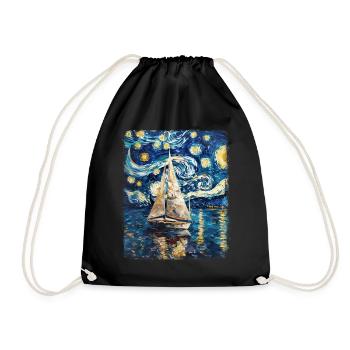 voilier bateau voilier peinture nuit étoilée - Sac de sport léger - noir - Devant