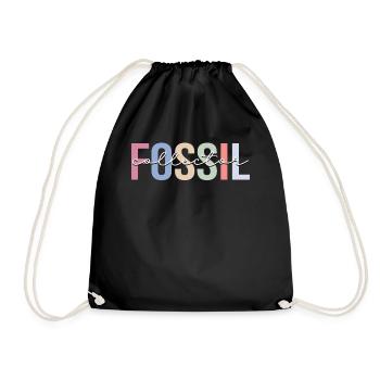 Fossil Collector Paleontology Fossil Hunter Palaean - Drawstring Bag - black - Front
