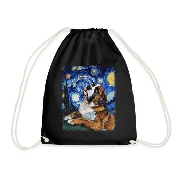 Chien Saint-Bernard Peinture Nuit Étoilée - Sac de sport léger - noir - Devant