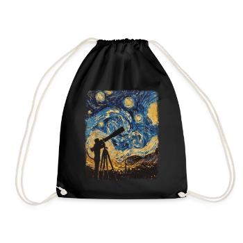 Stargazing Stargazer Astronomy Starry Night Painter - Drawstring Bag - black - Front