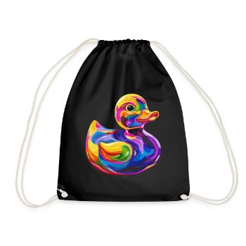 Gummi-Ente Duckie Popart - Turnbeutel - Schwarz - Vorne