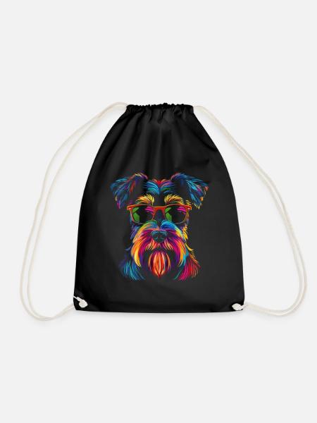 Schnauzer Hund Sonnenbrille Popart - Turnbeutel - Schwarz