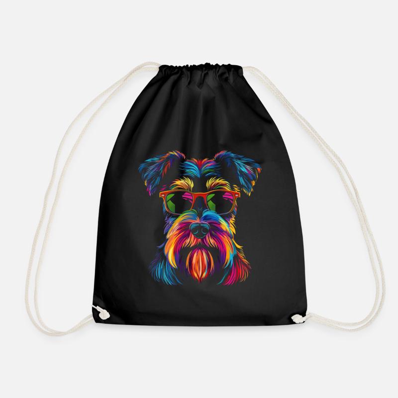 Schnauzer Hund Sonnenbrille Popart - Turnbeutel - Schwarz