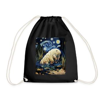Tardigrade Water Bear Microbiology Starry Night M - Drawstring Bag - black - Front
