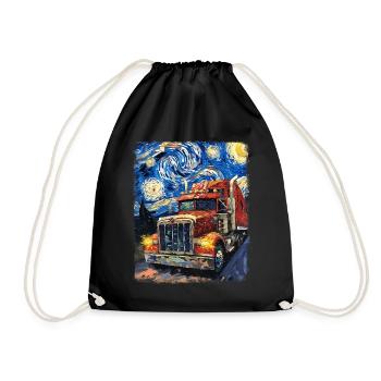 camionneur chauffeur de camion camionnage peinture nuit étoilée - Sac de sport léger - noir - Devant