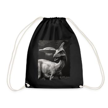 Parasaurolophus Dinosaur UFO Alien Alien - Drawstring Bag - black - Front