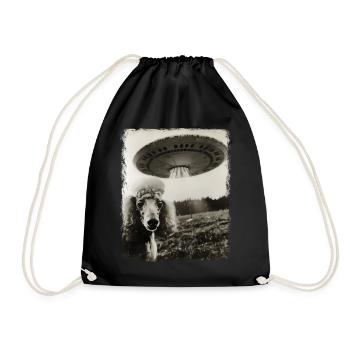 Poodle Dog UFO Alien Alien Selfie - Drawstring Bag - black - Front