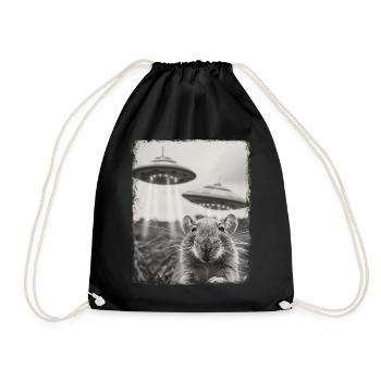 Rat Mouse UFO Alien Alien Selfie - Drawstring Bag - black - Front