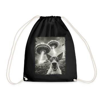 Rat Terrier Dog UFO Alien Alien Selfie - Drawstring Bag - black - Front