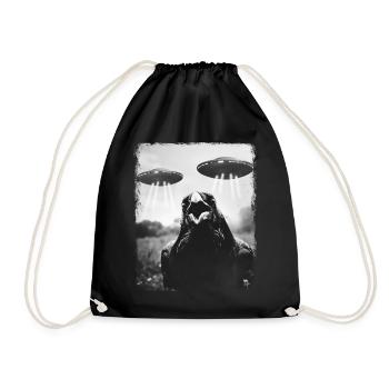 Raven Crow Bird UFO Alien Alien Selfie - Drawstring Bag - black - Front