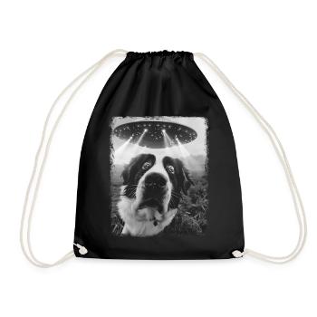 Saint Bernard Dog UFO Alien Alien Selfie - Drawstring Bag - black - Front