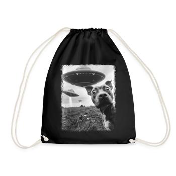 Staffordshire Bull Terrier Dog UFO Alien - Drawstring Bag - black - Front