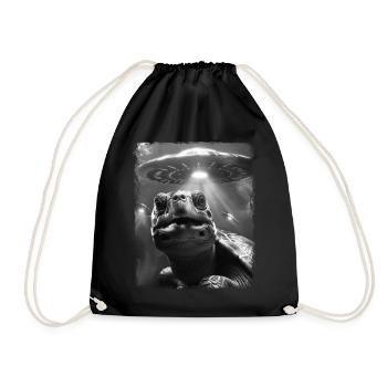 Turtle Sea Turtle UFO Alien Außerirdis - Drawstring Bag - black - Front