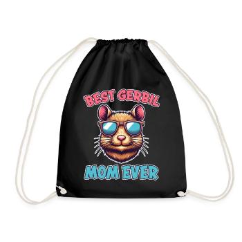 Gerbil Saying Gerbil Mom Funny Gerbil Gift - Drawstring Bag - black - Front