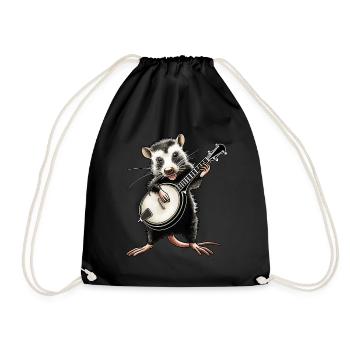 Opossum Possum Street Cat Bluegrass Banjo Spieler - Turnbeutel - Schwarz - Vorne