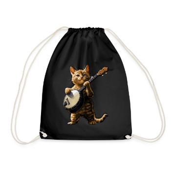 Orange Cat Tabby Cat Joueur de Banjo Bluegrass - Sac de sport léger - noir - Devant