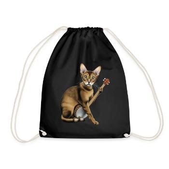 Oriental Shorthair Cat Bluegrass Banjo Games - Drawstring Bag - black - Front