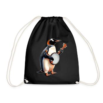 Penguin Oiseau Joueur de Banjo Bluegrass - Sac de sport léger - noir - Devant