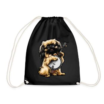 Chien pékinois Joueur de banjo bluegrass - Sac de sport léger - noir - Devant