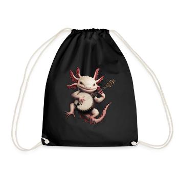 Axolotl-Amphibie Bluegrass-Banjo-Spieler - Turnbeutel - Schwarz - Vorne