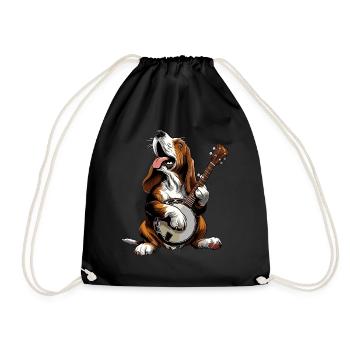 Basset Hound Chien Joueur de Banjo Bluegrass - Sac de sport léger - noir - Devant