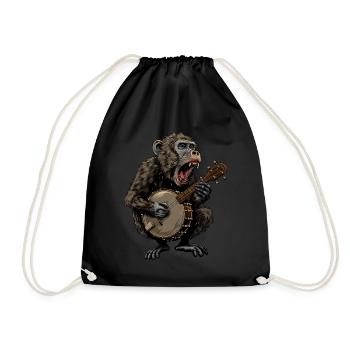 Baboon Monkey Bluegrass Banjo Spieler - Turnbeutel - Schwarz - Vorne