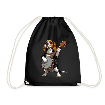Beagle Dog Joueur de banjo bluegrass - Sac de sport léger - noir - Devant