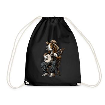 Basset Hound Chien Joueur de Banjo Bluegrass - Sac de sport léger - noir - Devant