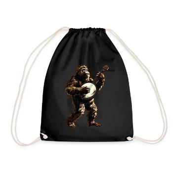 Bigfoot Sasquatch Yeti Bluegrass Banjo Player - Drawstring Bag - black - Front