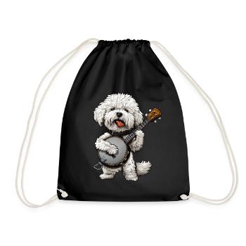 Bichon frisé chien joueur de banjo bluegrass - Sac de sport léger - noir - Devant