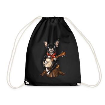 Boston Terrier Chien Joueur de Banjo Bluegrass - Sac de sport léger - noir - Devant