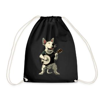Bull Terrier Chien Joueur de banjo Bluegrass - Sac de sport léger - noir - Devant
