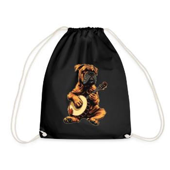 Bullmastiff Chien Joueur de Banjo Bluegrass - Sac de sport léger - noir - Devant