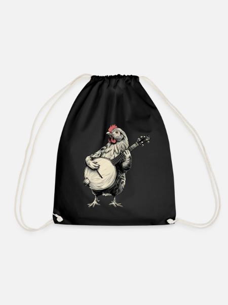 Chicken Farmer Bluegrass Banjo Player - Drawstring Bag - black