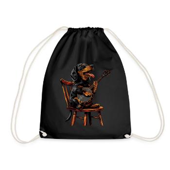 Teckel Chien Bluegrass Joueur de Banjo - Sac de sport léger - noir - Devant