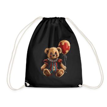 Clowncore Aesthetic Clown Bear Balloon Creepy Got - Drawstring Bag - black - Front