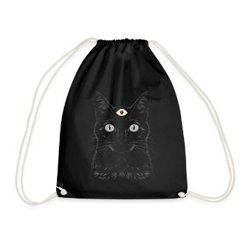 Weirdcore Ästhetik Schwarze Katze Drittes Auge Hex - Turnbeutel - Schwarz - Vorne