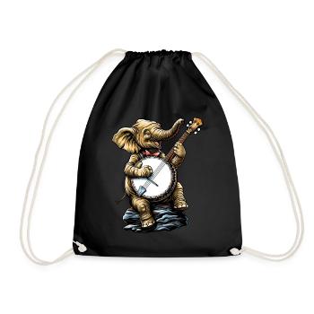 Éléphant Animal Joueur de banjo Bluegrass - Sac de sport léger - noir - Devant