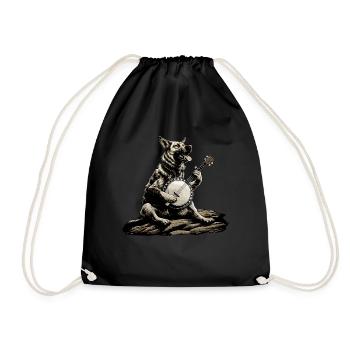 Berger allemand Joueur de banjo bluegrass - Sac de sport léger - noir - Devant