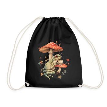 Cottagecore Esthétique Grenouille Café Champignon Witchy F - Sac de sport léger - noir - Devant