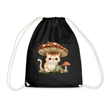 Cottagecore Esthétique Kawaii Chat Grenouille Champignon W - Sac de sport léger - noir - Devant