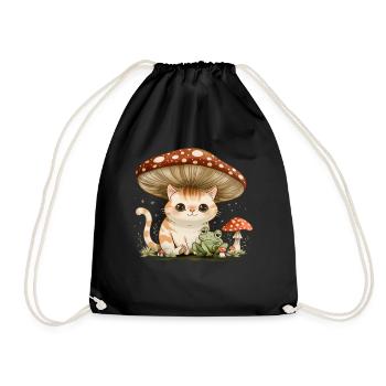 Cottagecore Esthétique Kawaii Chat Grenouille Champignon W - Sac de sport léger - noir - Devant