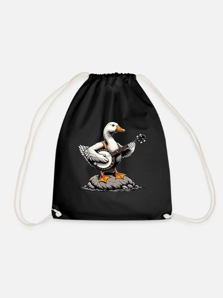 Gans Gänse Ente Bluegrass Banjo Spieler - Turnbeutel - Schwarz
